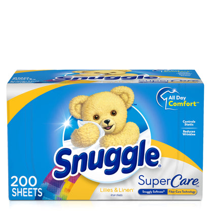 Snuggle SuperCare Fabric Softener Dryer Sheets Lilies and Linen 200 Count